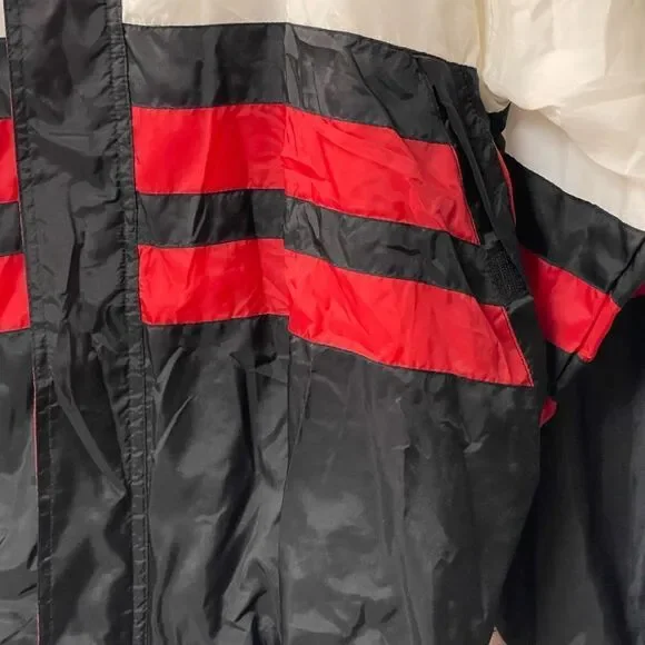 Vintage 90s Retro Online Red Striped Wind Breaker Jacket Large - Picture 4 of 11